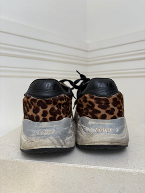 Golden Goose Leopard and Black 'Running' Sneakers, 40