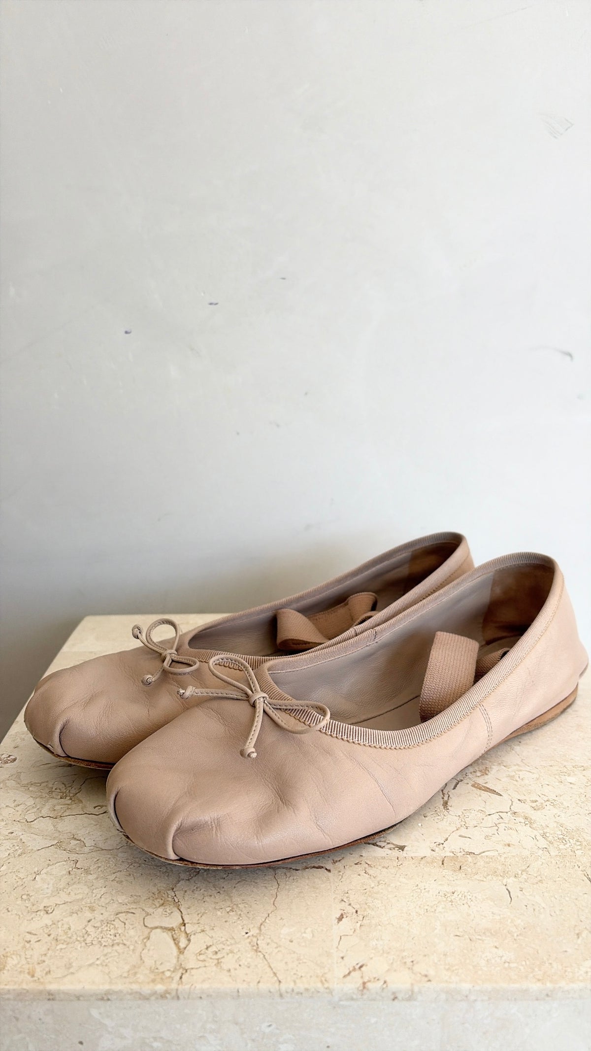 Miu Miu Blush Leather Ballet Flats, 38.5
