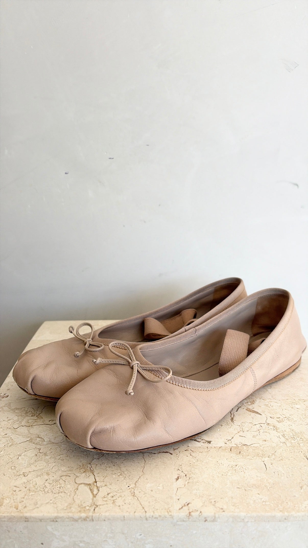 Miu Miu Blush Leather Ballet Flats, 38.5