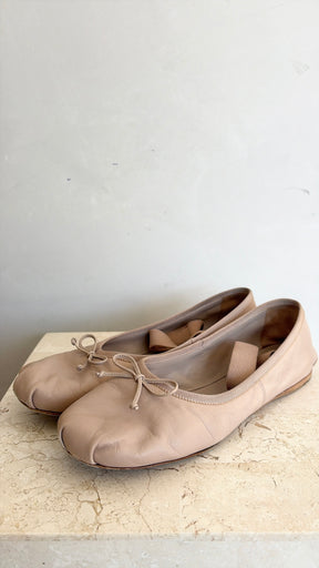 Miu Miu Blush Leather Ballet Flats, 38.5