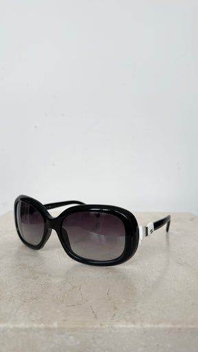 Chanel Black Rectangular Bow Detail Sunglasses