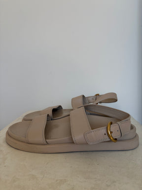Gianvito Rossi Beige Leather Dad Sandals, 40