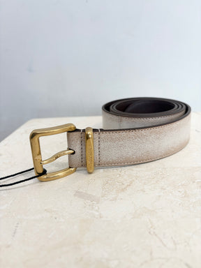 Miu Miu Distressed Beige Finish And Gold Tone Engraved Hardware, 32/80