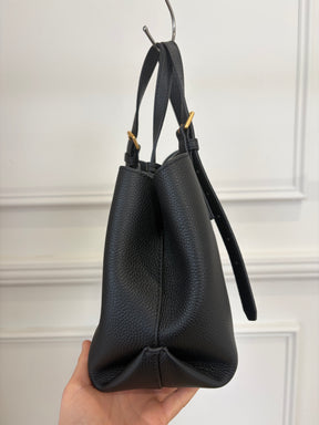 Oroton Black Grained Leather Mini Tote