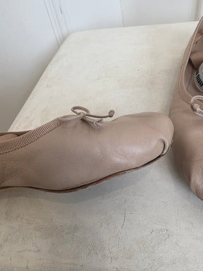 Miu Miu Blush Leather Logo Ballet Flats, 38.5