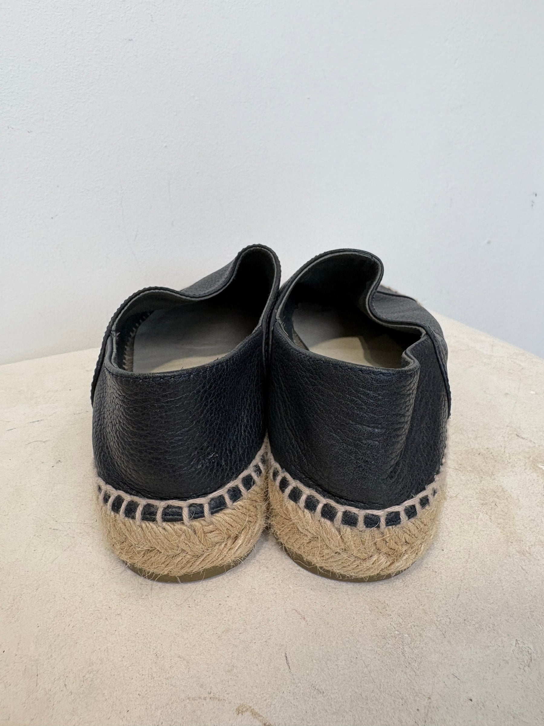 Chanel Black Leather Espadrilles, 38