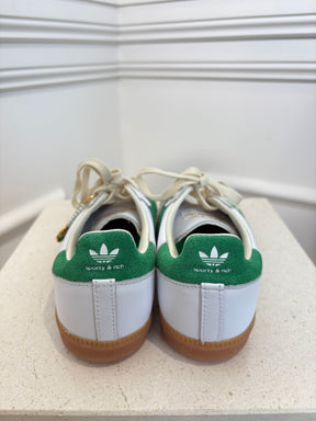 Adidas x Sporty and Rich White and Green Samba Sneakers, 6 US