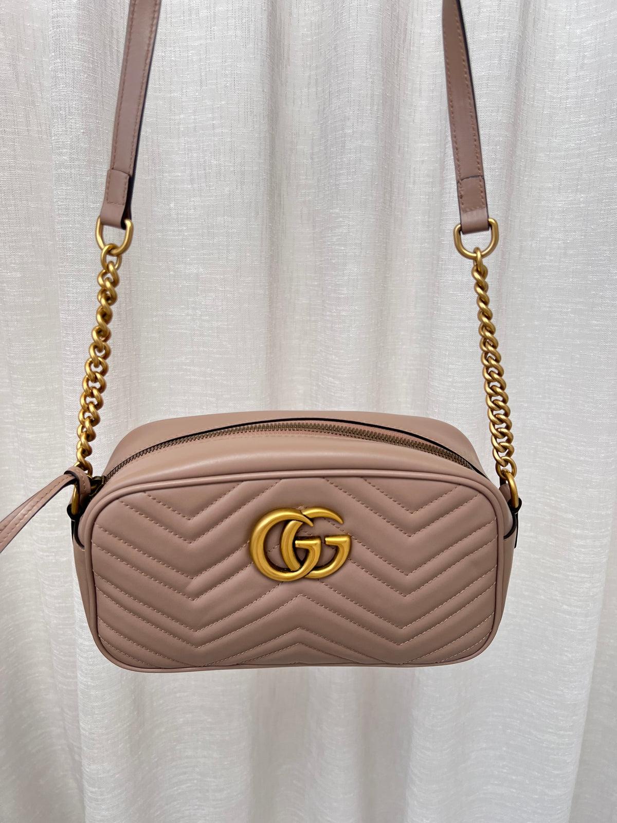Gucci Taupe Leather Marmont Camera Bag