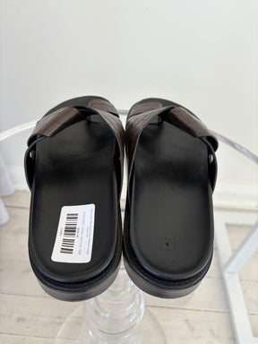 Camilla and Marc Brown Croc Embossed Leather Slides, 40