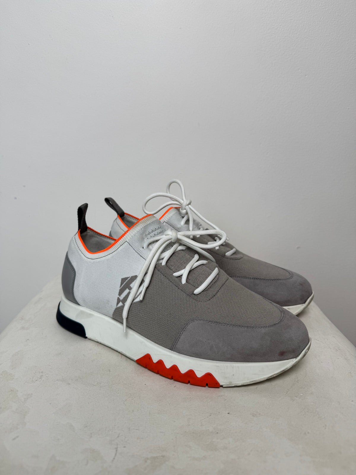 Hermès Grey and White Knit Sneakers, 40