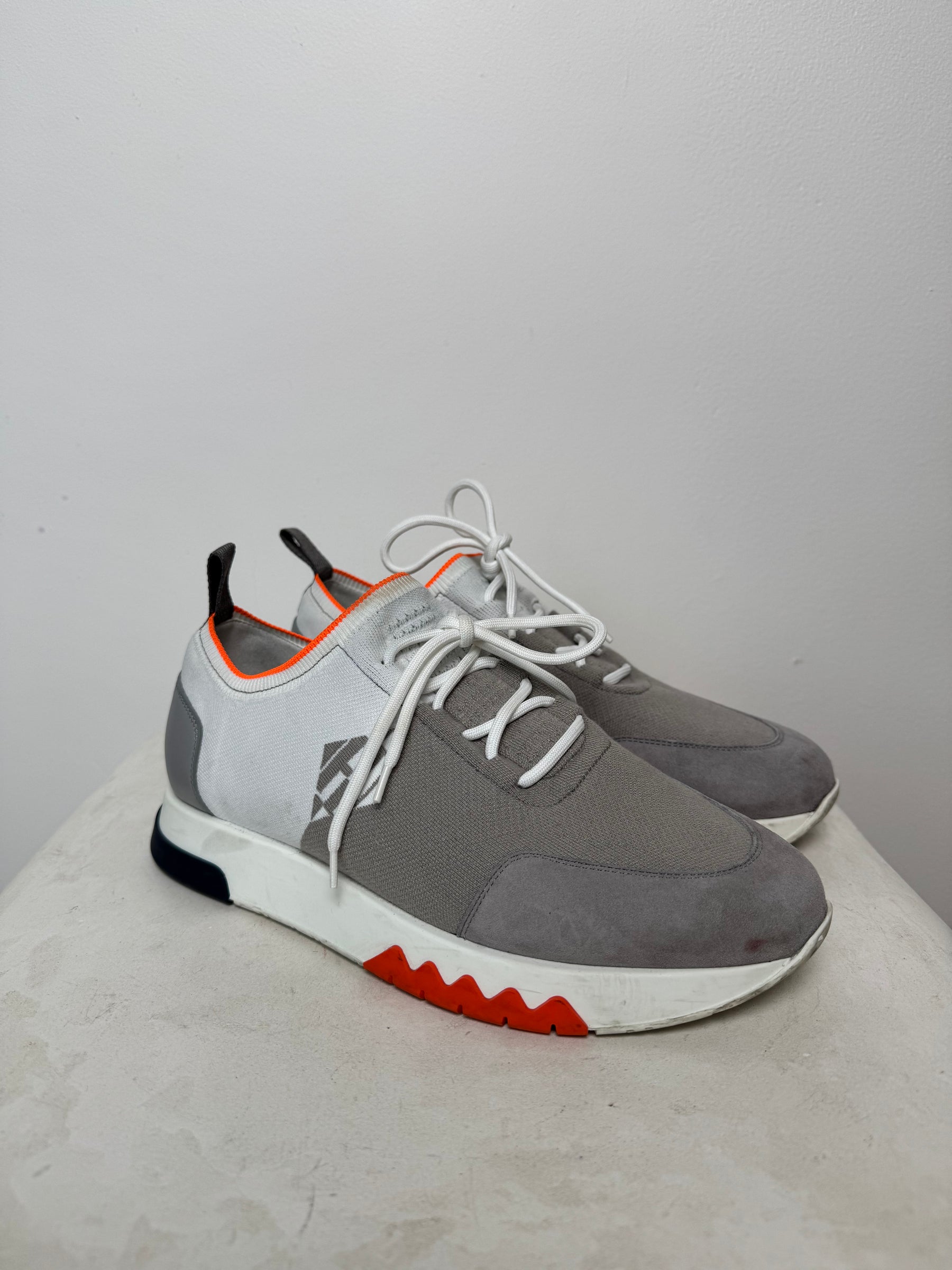 Hermès Grey and White Knit Sneakers, 40