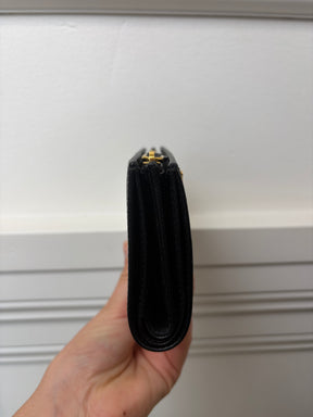 Prada Black Saffiano Leather Trifold Logo Wallet