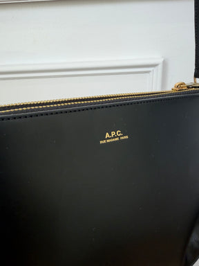 A.P.C. Black Leather Double Zip Cross Body Bag