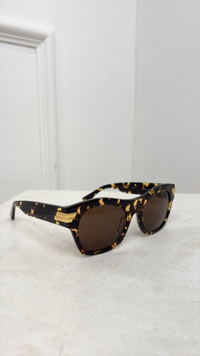 Bottega Veneta Tortoiseshell Round Sunglasses