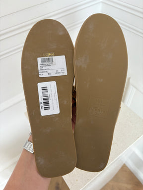 Valentino Garavani Gold Leather Roman Sud Slipper, 41.5