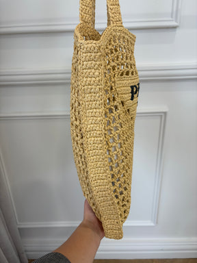 Prada Raffia Logo Tote