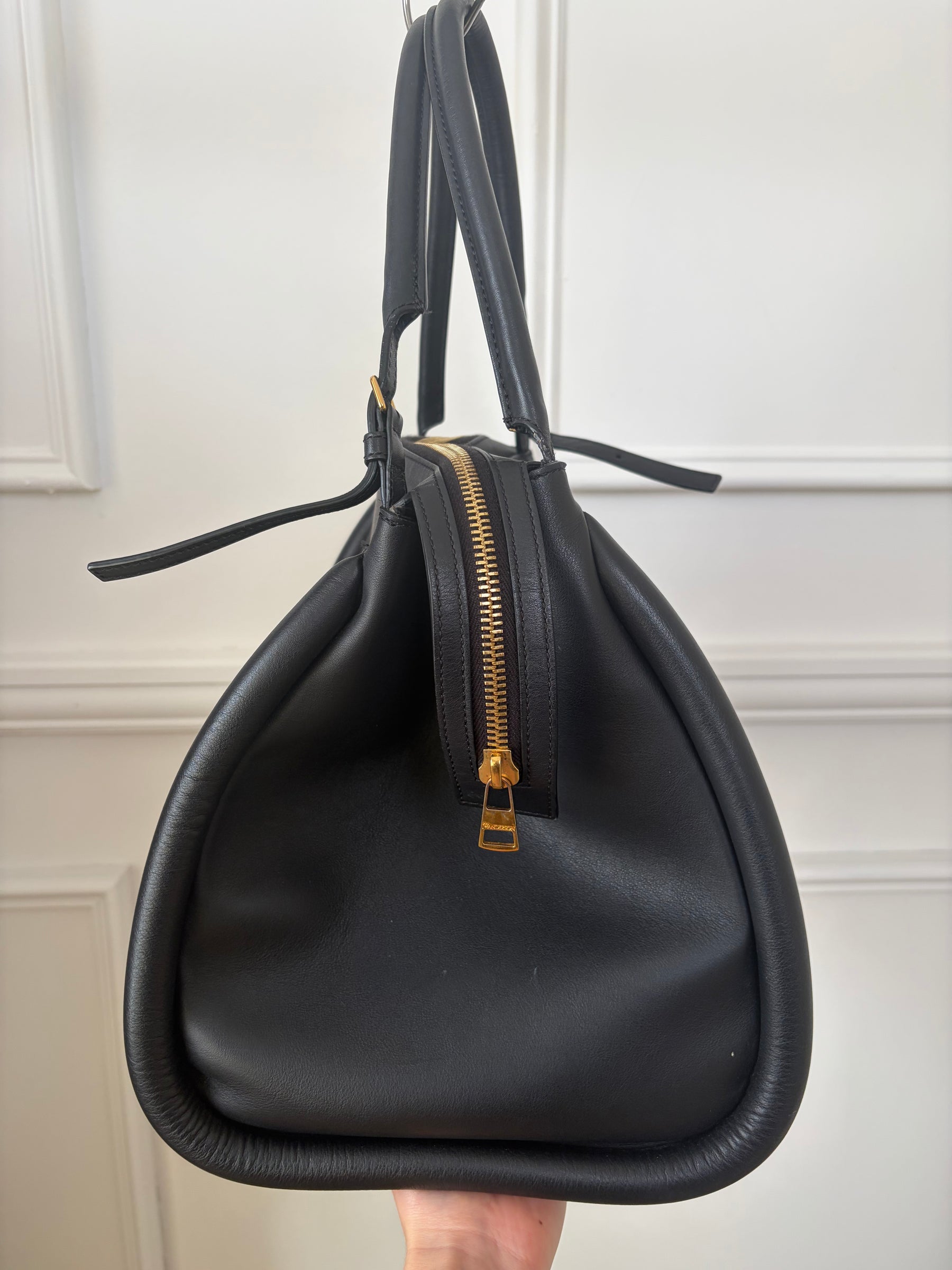 JW Anderson Black Leather Bumper Zipped Tote