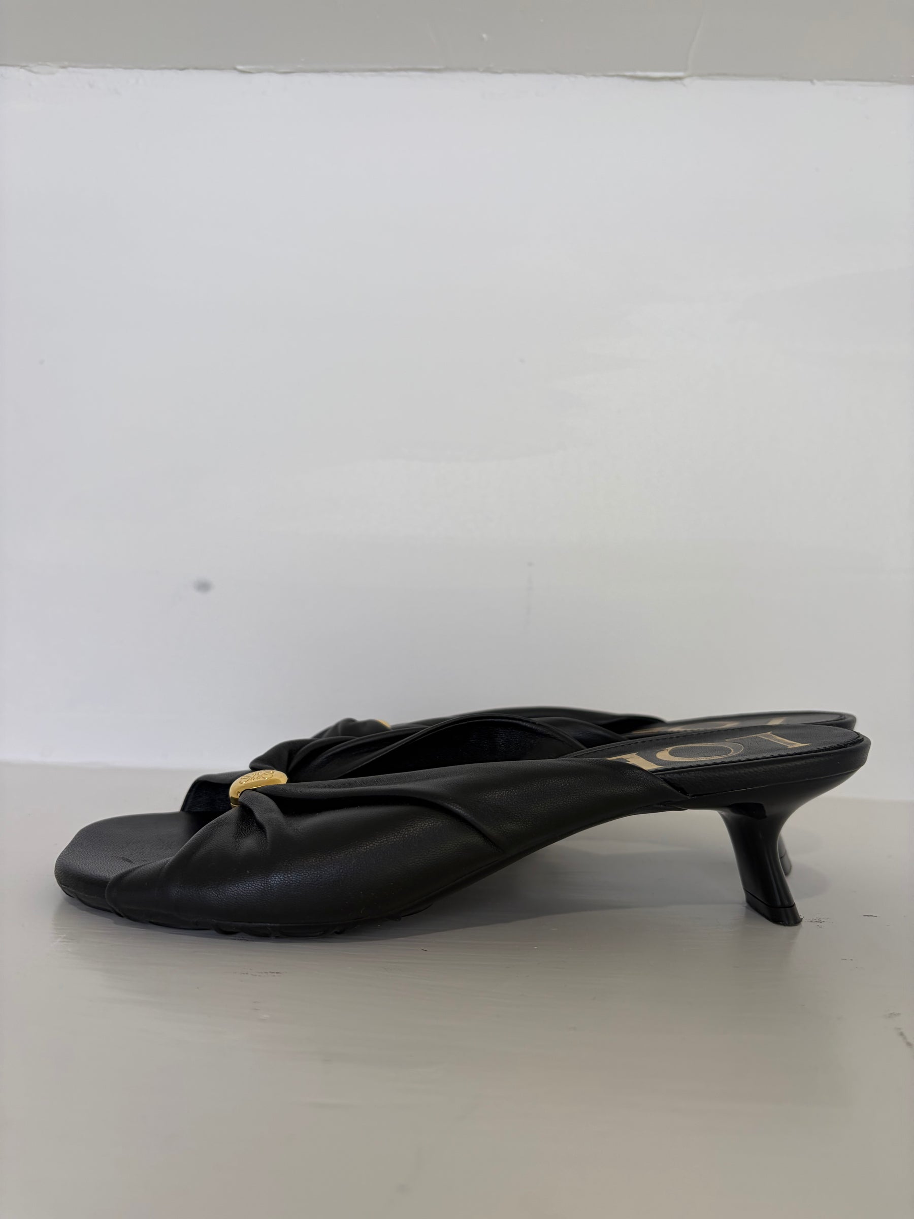 Loewe Black Leather Dot Heeled Mules, 36