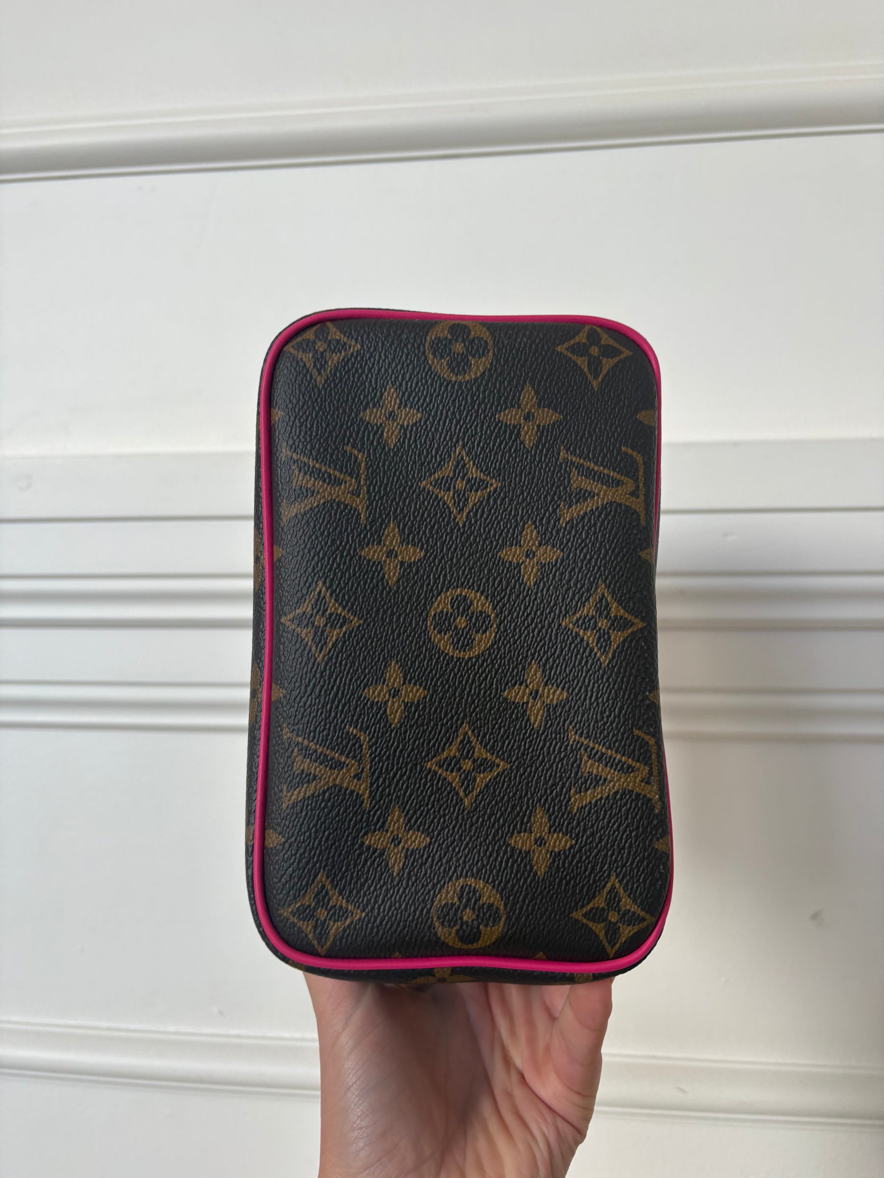 Louis Vuitton Canvas Monogram Nice Mini Toiletry Bag with Pink Leather Trim
