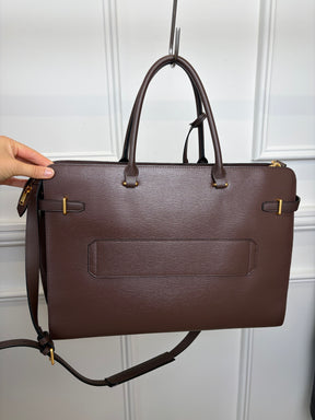 Oroton Brown Leather Top Handle Tote Bag