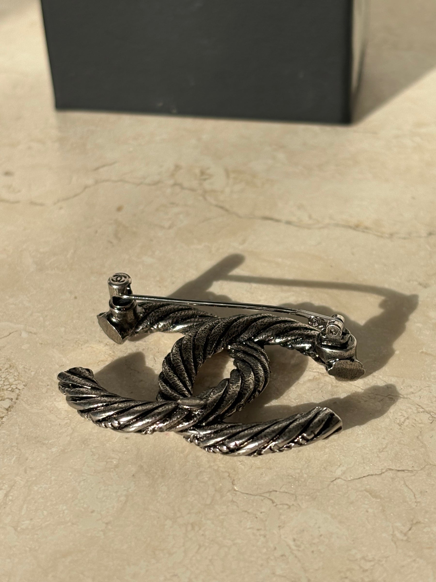 Chanel Ruthenium Twisted CC Brooch