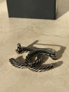 Chanel Ruthenium Twisted CC Brooch