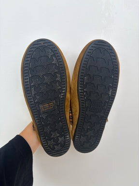 Miu Miu Tan Khaki Suede Beaded Deck Mules, 37.5