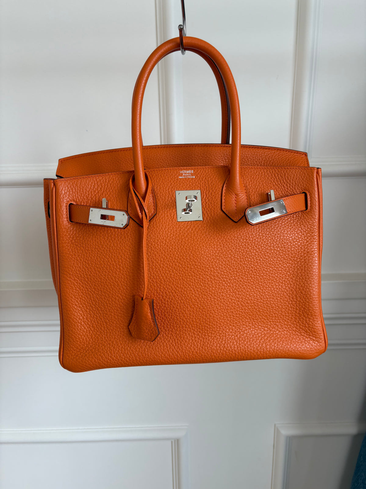 Hermès Birkin 30 Orange Taurillon Clemence Leather With Paladium Hardware