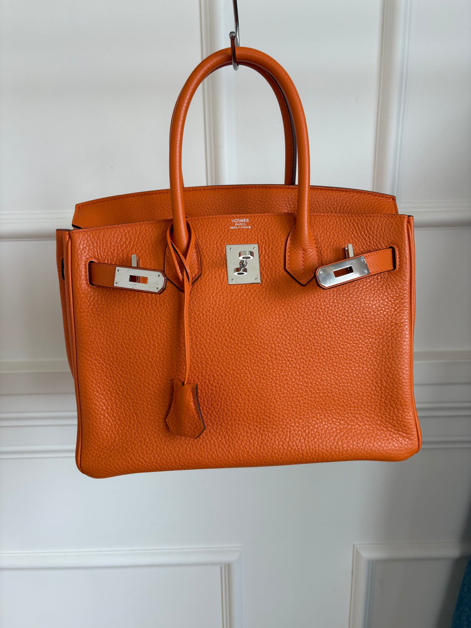 Hermès Birkin 30 Orange Taurillon Clemence Leather With Paladium Hardware