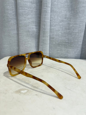 Brésac Yellow Tortoishell Oversized Square Sunglasses