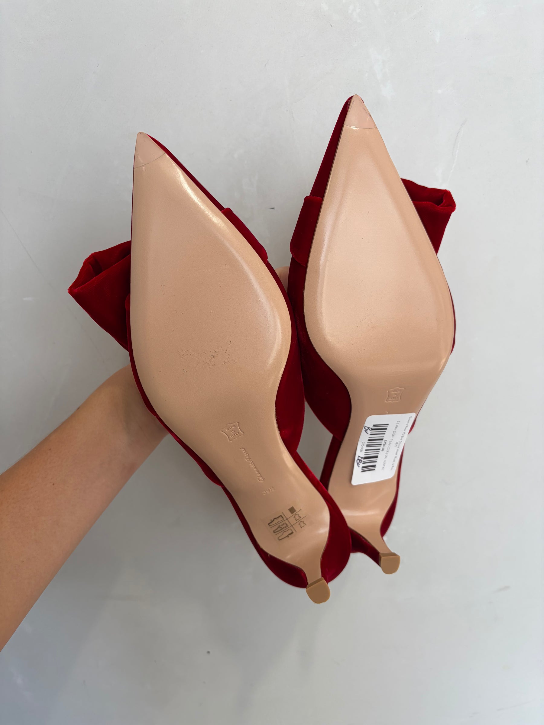 Gianvito Rossi 55 Bow Details Velvet Mules In Red, 39.5