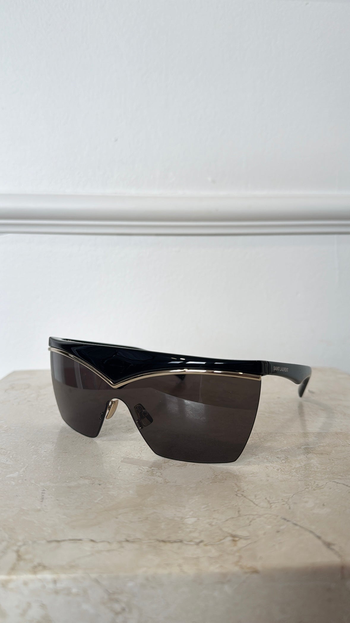 Saint Laurent Black Flat Top V Sunglasses