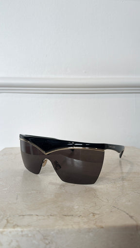 Saint Laurent Black Flat Top V Sunglasses
