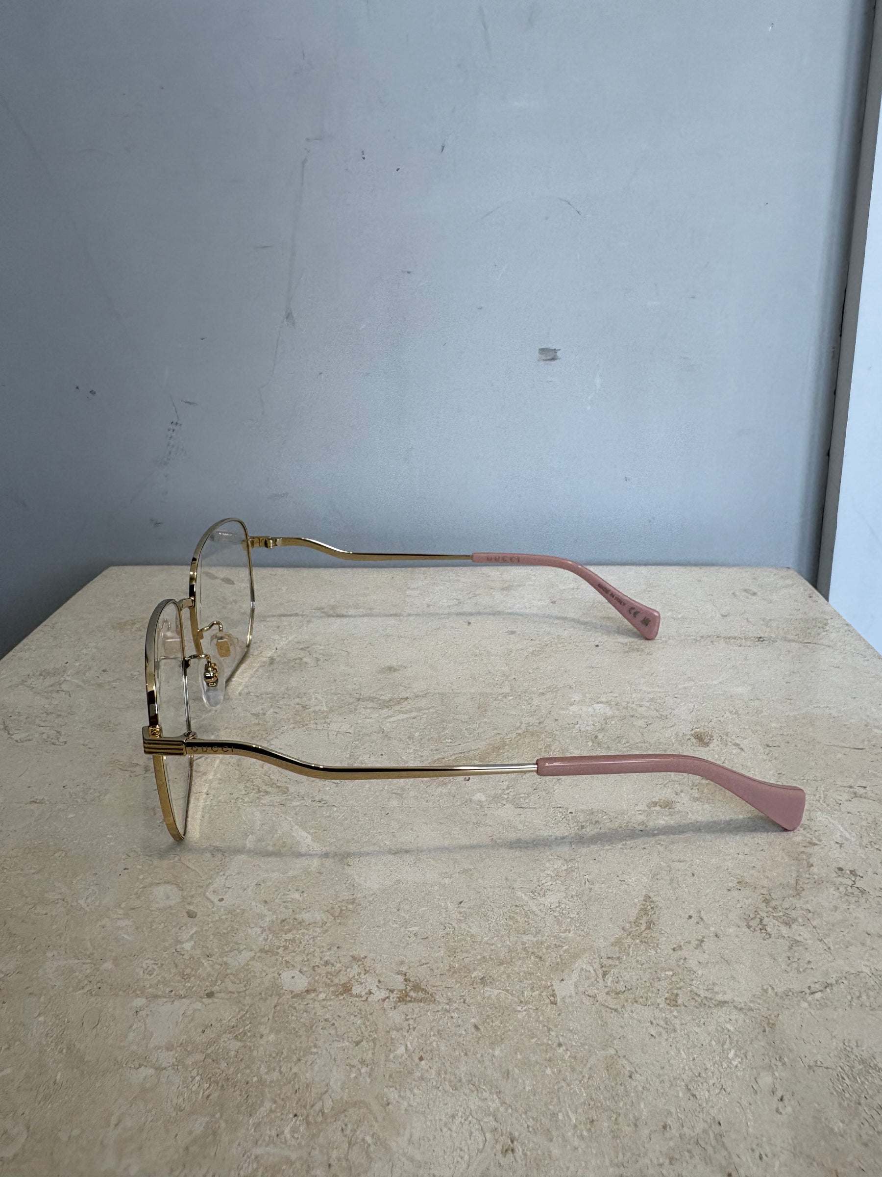 Gucci Gold Tone Square Optical Glasses