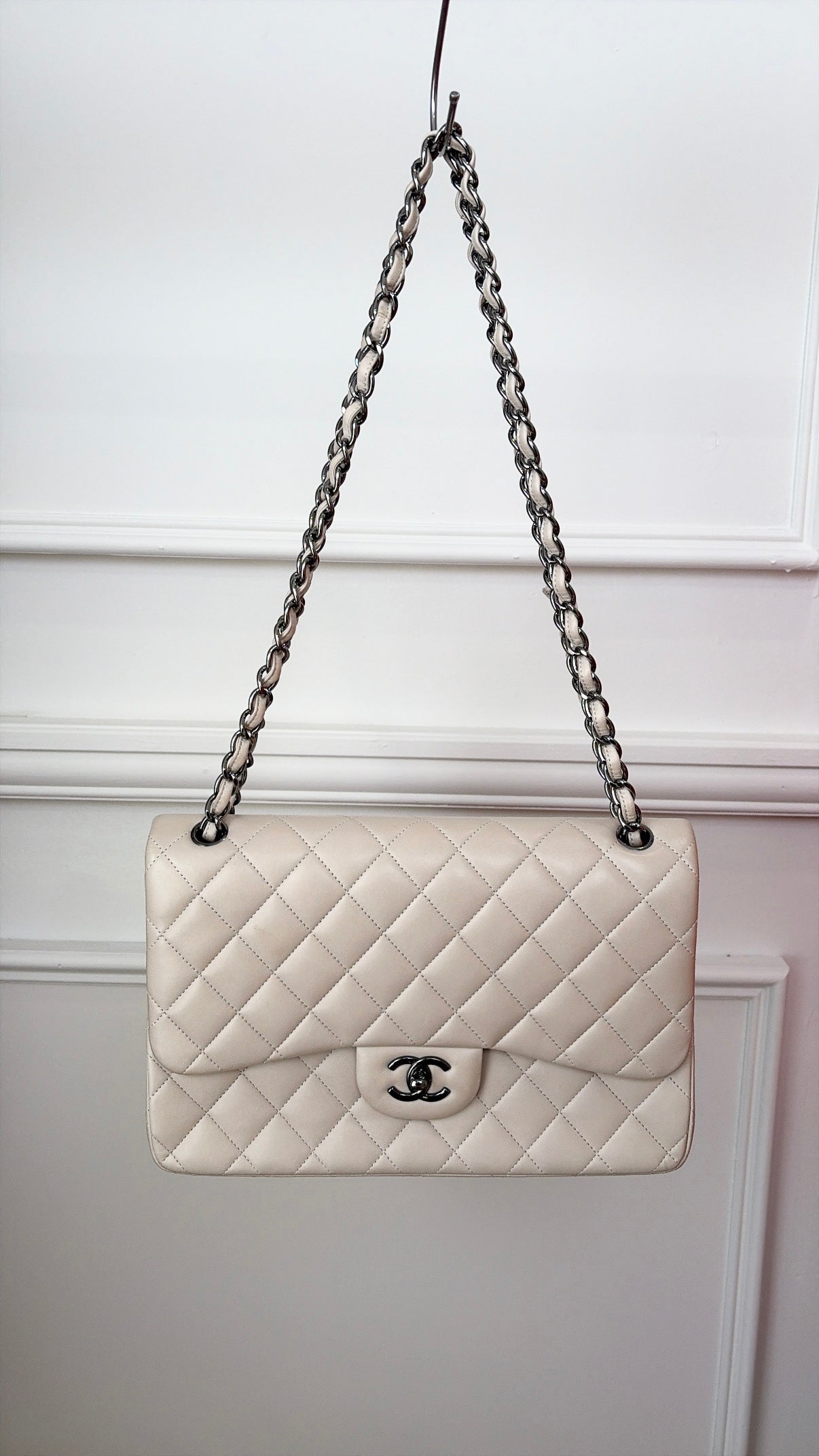 Chanel Stone Lambskin Leather Jumbo Flap Bag
