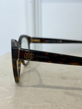 Chanel Brown Tortoiseshell Wayfarer Optical Glasses