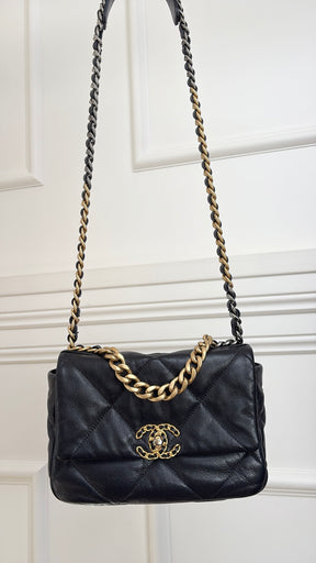 Chanel Black Leather Quilted 19 Bag