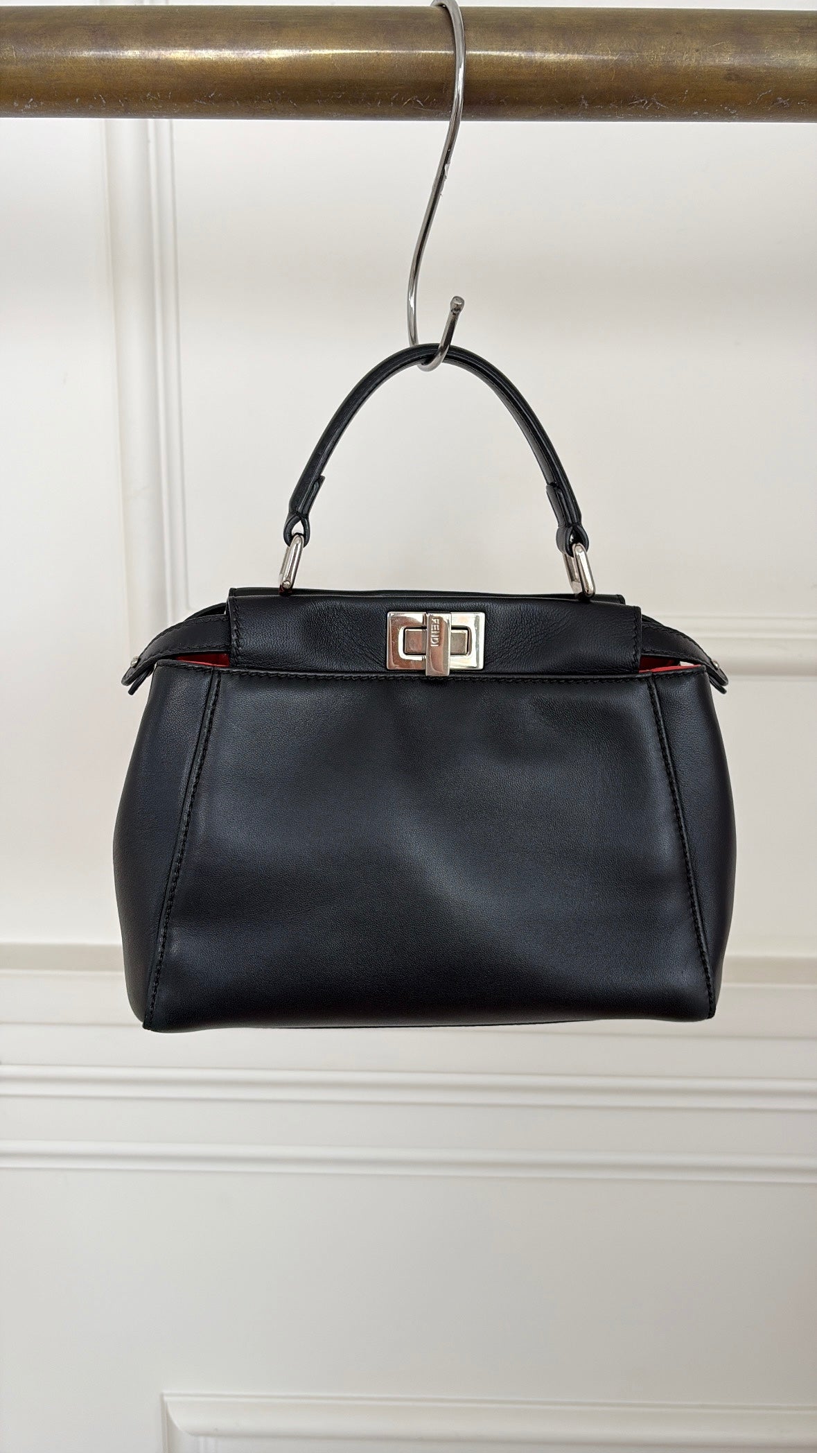 Fendi Black Leather Mini Monster Peekaboo