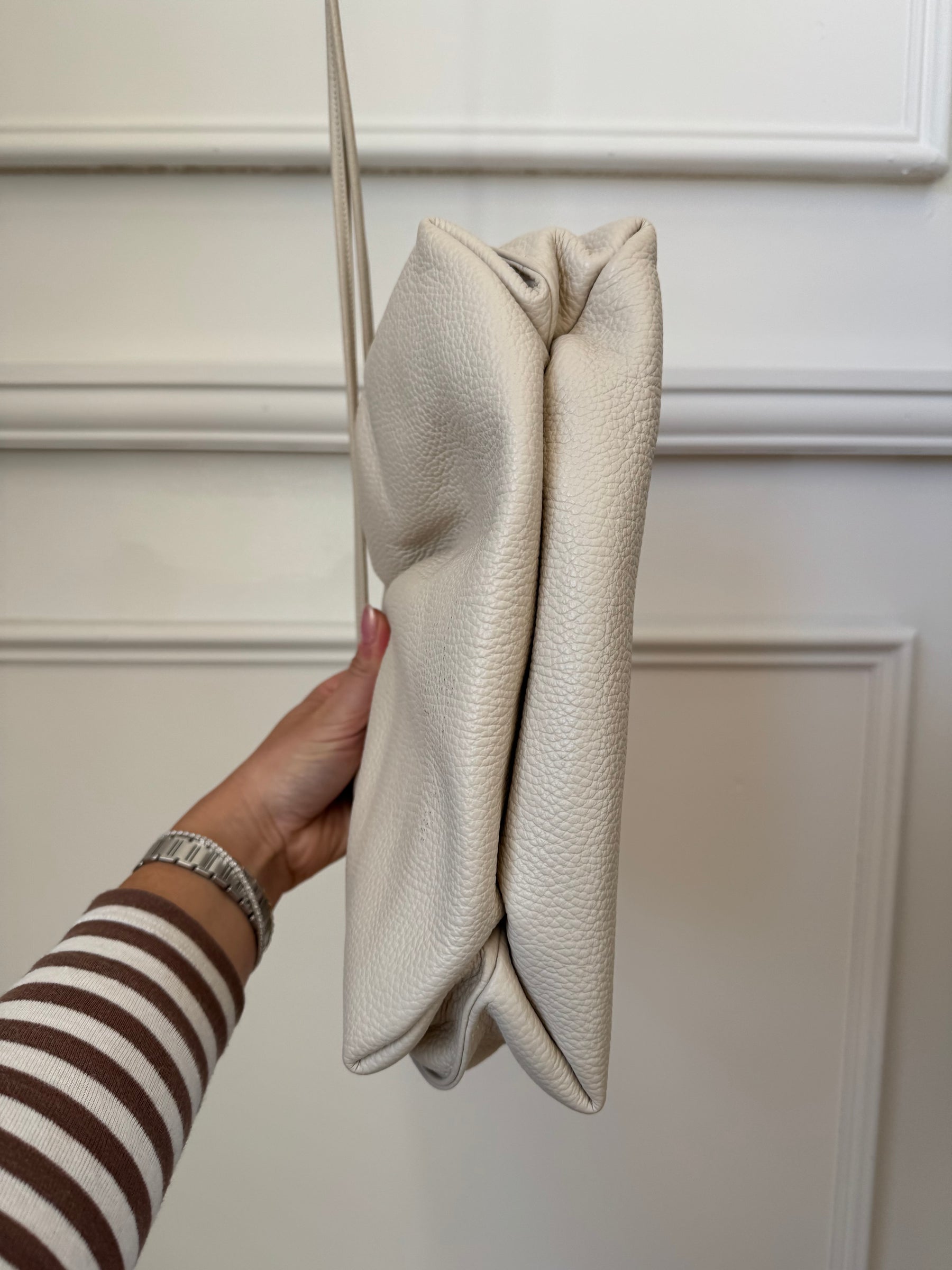 A-ESQUE Stone Leather Ruched Crossbody Pouch