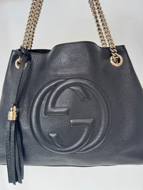 Gucci Soho Leather Chain Tote Bag Black
