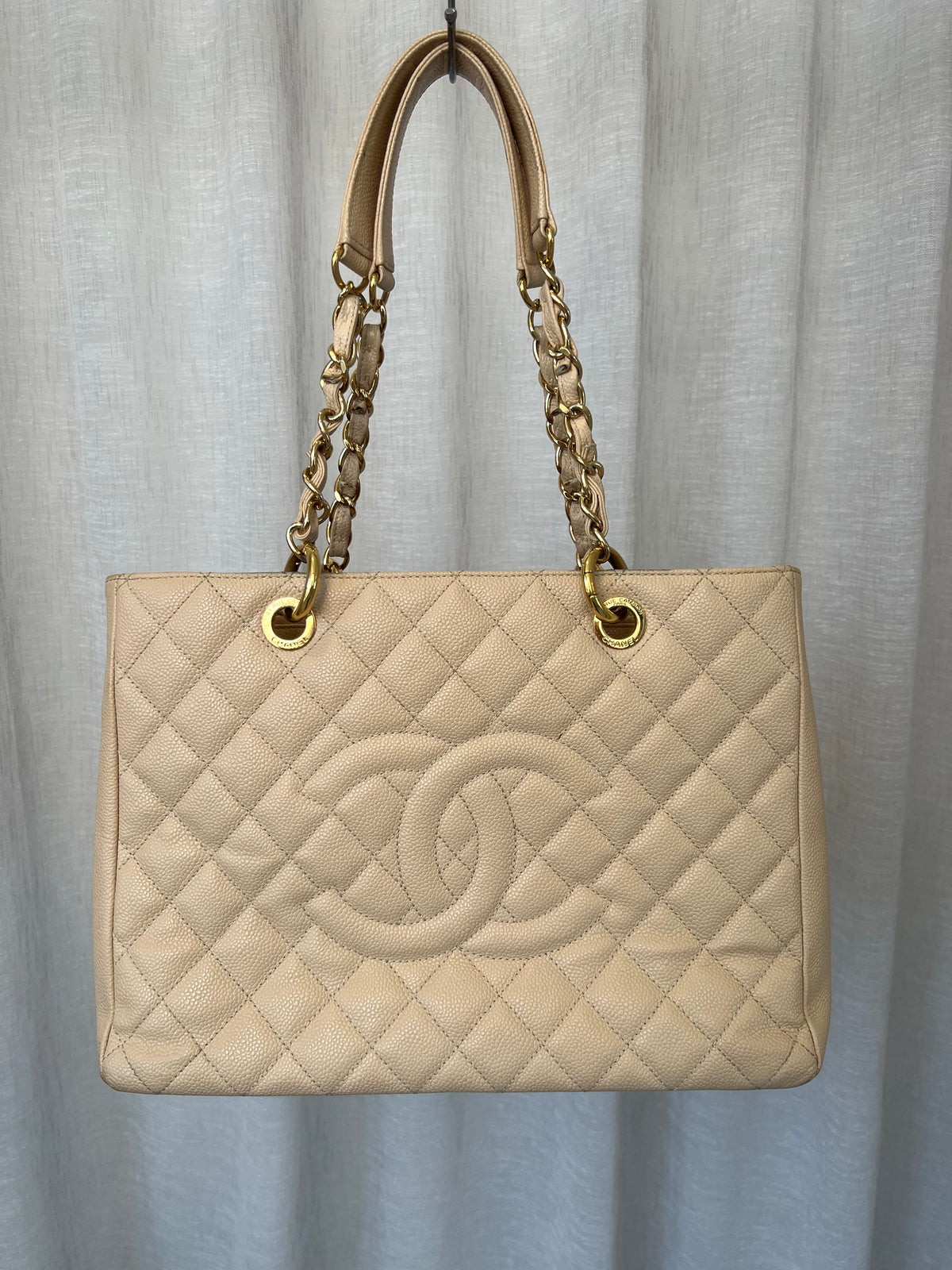 Chanel Beige Caviar Leather GST Shopping Tote