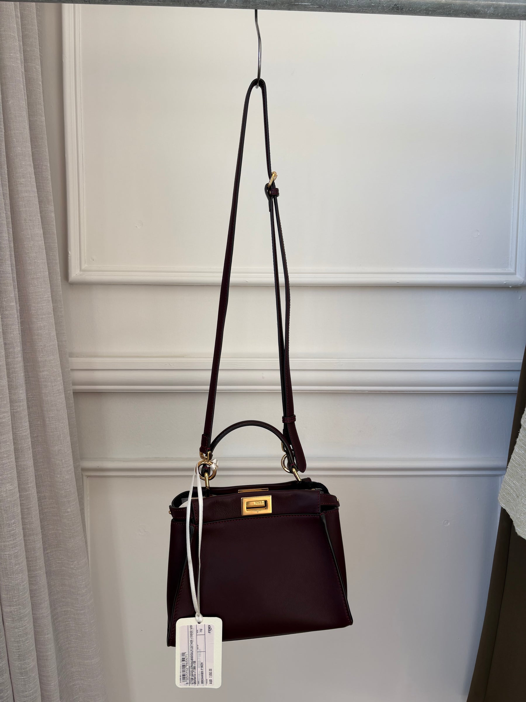 Fendi Peekaboo Mini Bag In Burgundy