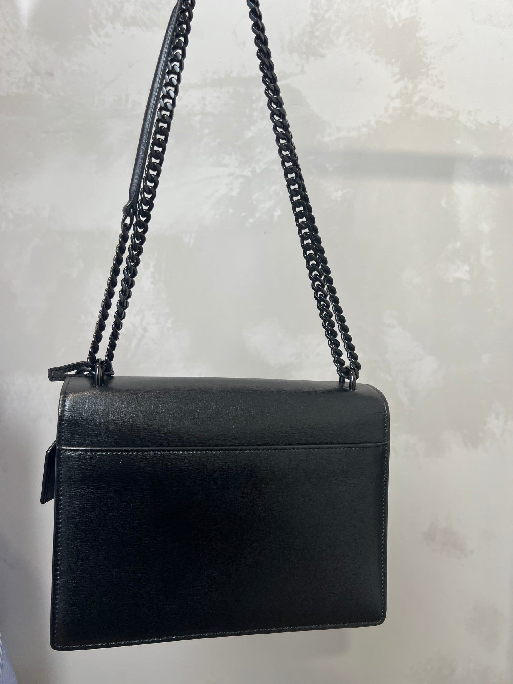 Saint Laurent Black Leather Sunset Bag with Black Hardware