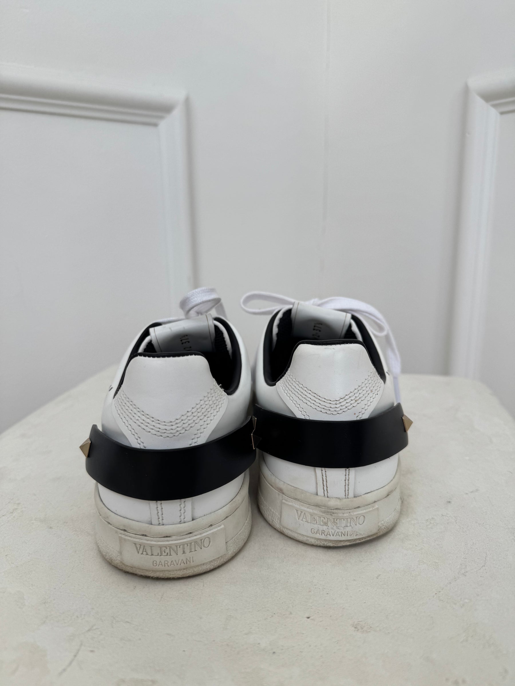 Valentino White Perforated Logo Sneakers, 37.5