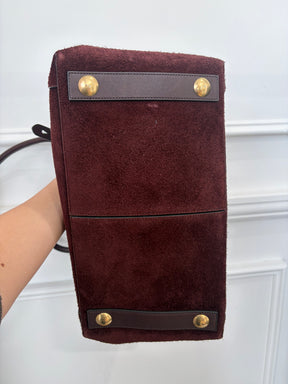 Burberry Brown Suede Medium Shield Tote Bag