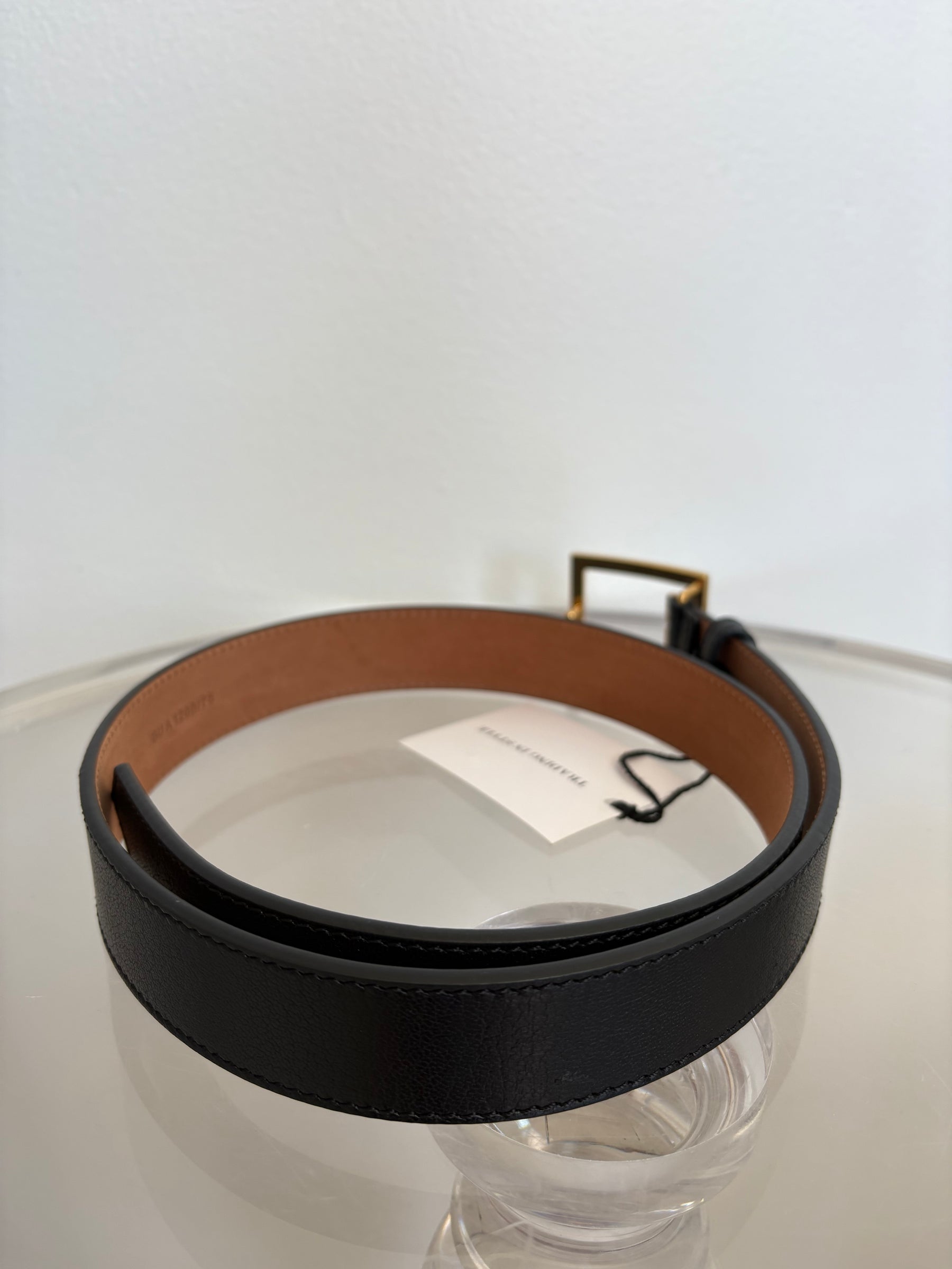 Givenchy Black Leather Logo Buckle Belt, 75