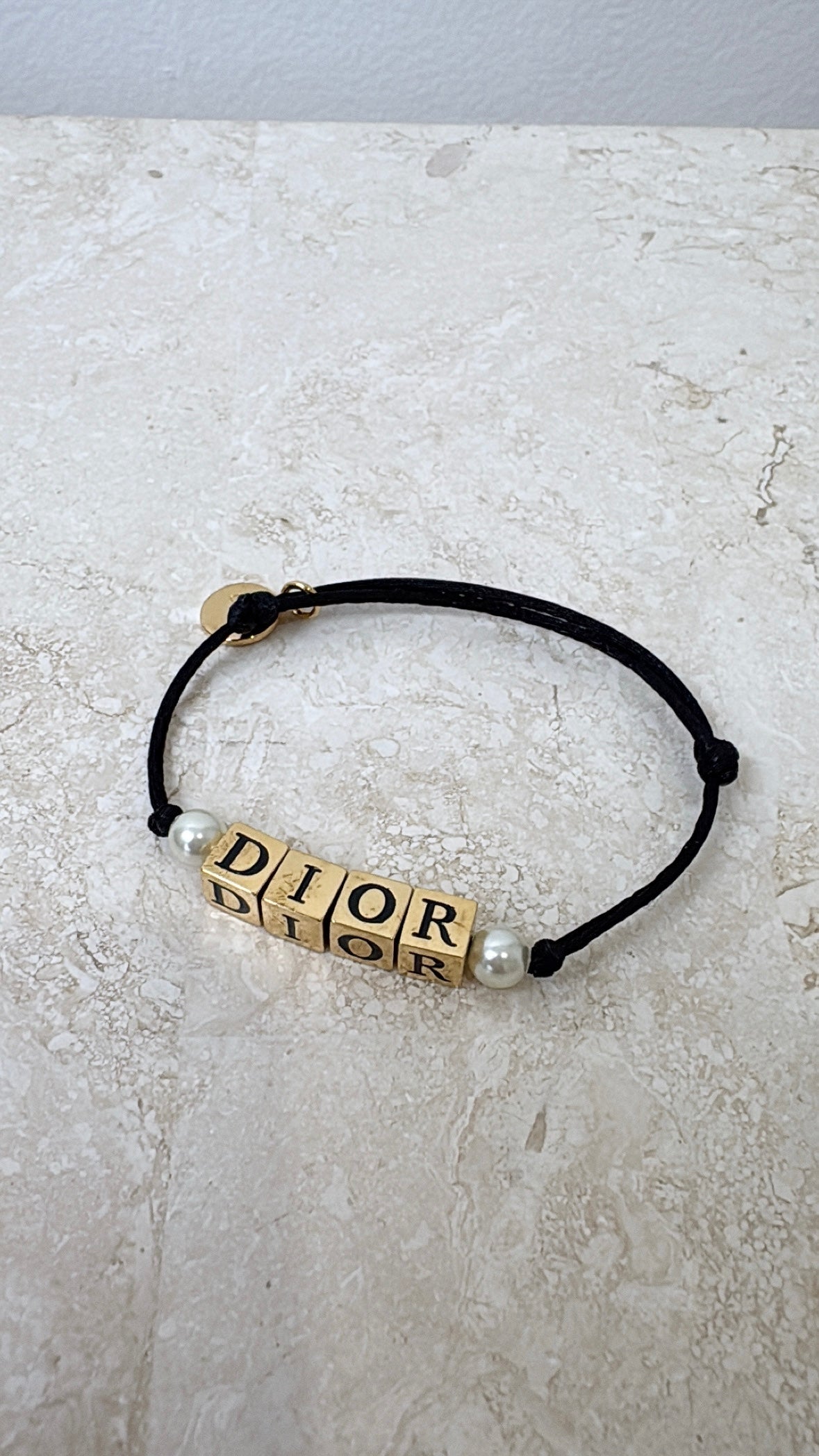 Dior Gold Tone Dice Logo Bracelet