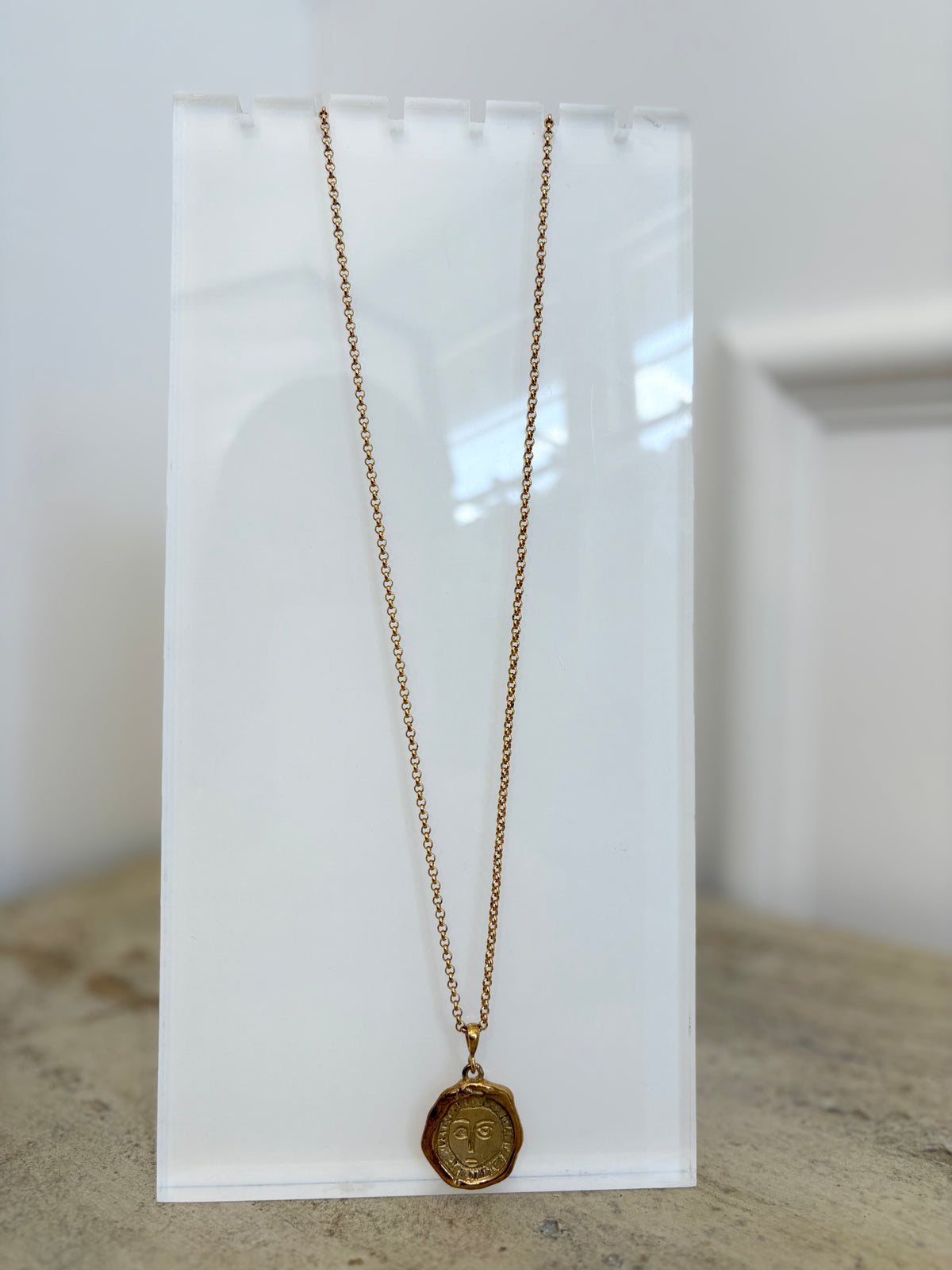 Holly Ryan Gold Tone Face Pendant Necklace