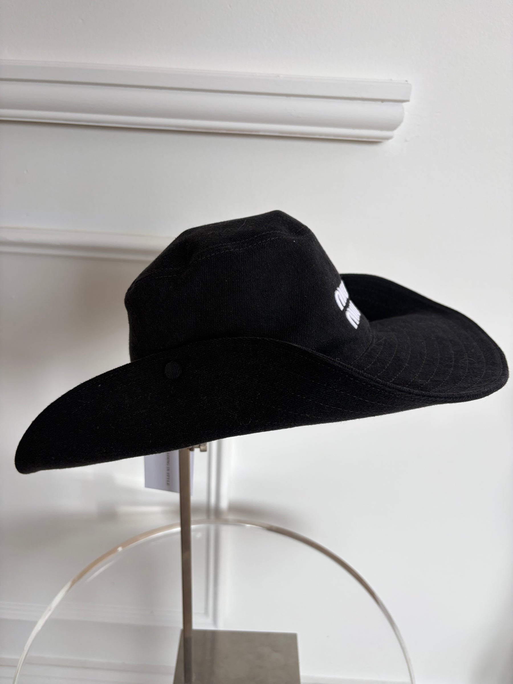 Miu Miu Black and White Logo Cowboy Hat, M