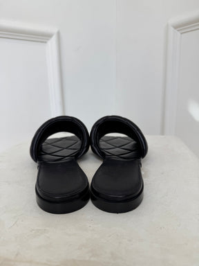 Bottega Veneta Black Padded Lido Slides, 38